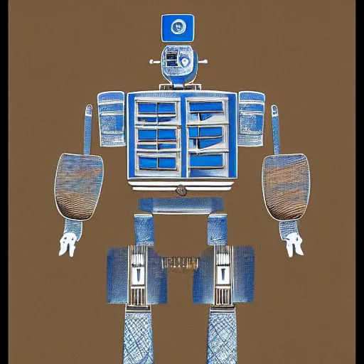 Image similar to blueprint of a robot samurai