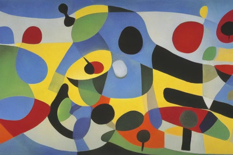 Image similar to a 3 d render of the painting'the tilled field by joan miro'