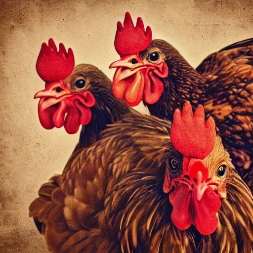 Image similar to chickens make an awesome album cover high detail ultra quality 4 k