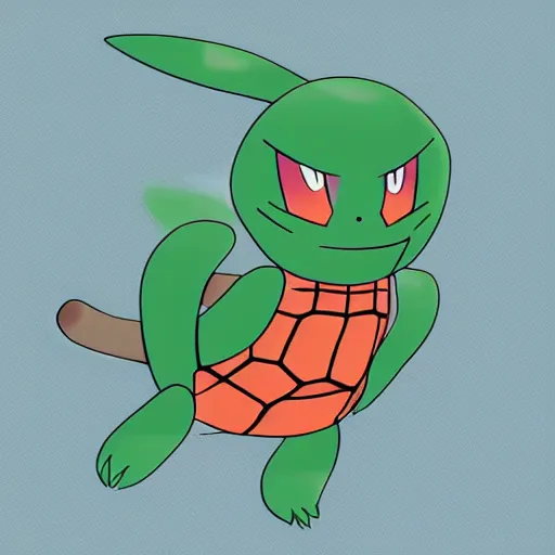 Image similar to illustration of an new pokemon inspired by an turtle and an monkey, in pokemon artstyle