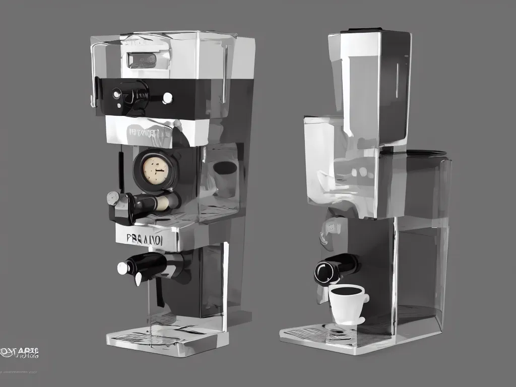 Prompt: photography of a coffee machine, realistic, by pixar, serene illustration, fresh colors, trending on artstation