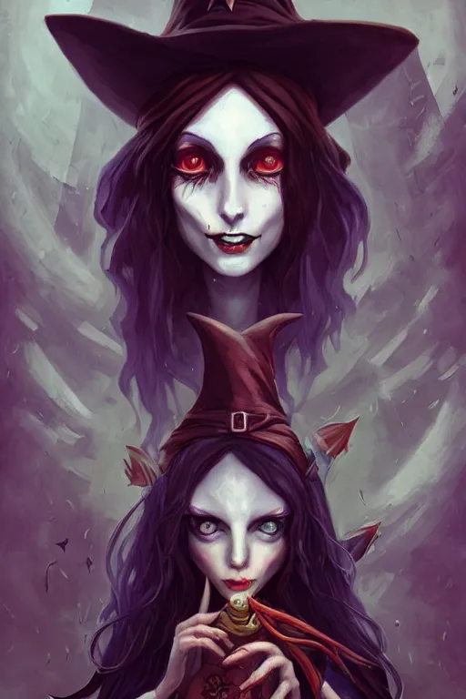 Image similar to portrait of a witch, american mcgee's alice, sharp focus, artstation, trending, by julie dillon, luis melo, tyler miles lockett, lei jin, hong lei, ken wong, adam narozanski, joy ang