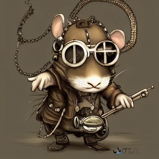 Image similar to a rat with steampunk googles, by WLOP