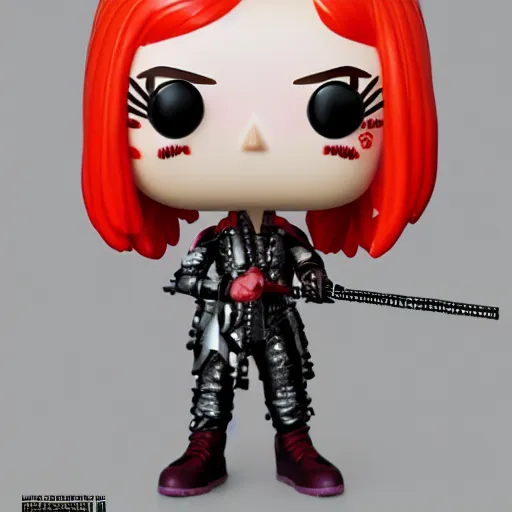 Image similar to Grimes as a Funko pop, photorealistic imagery, trending on artstation, vivid colors, lambent lighting, 4k, 8k, 35mm photography.