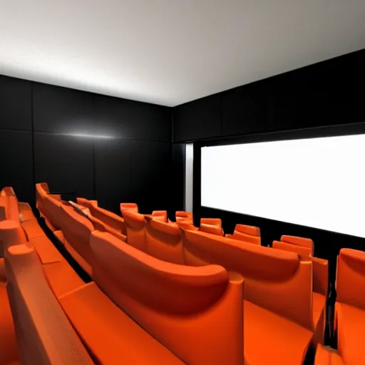 Prompt: 3 d rendering of an orange - shaped chair. 4 d cinema. high fidelity. high quality. architecture.