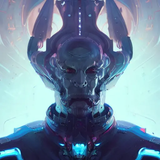 Image similar to a portrait of a cybernetic duke of hell, cyberpunk concept art by pete mohrbacher and wlop and artgerm and josan gonzalez, digital art, unreal engine 5, trending on artstation, deviantart, pinterest, rule of thirds, 4 k uhd image