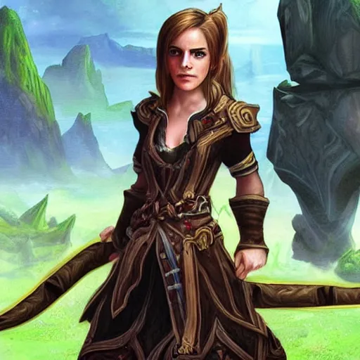 Image similar to Emma Watson playing World of Warcraft