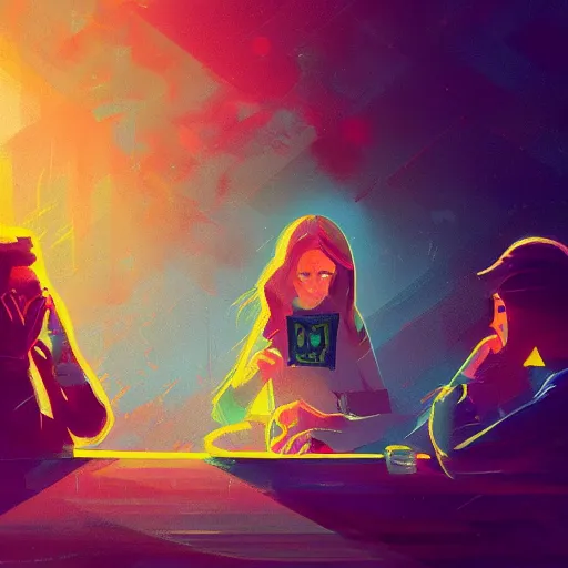 Image similar to detailed illustration of a poker card game by alena aenami and annato finnstark