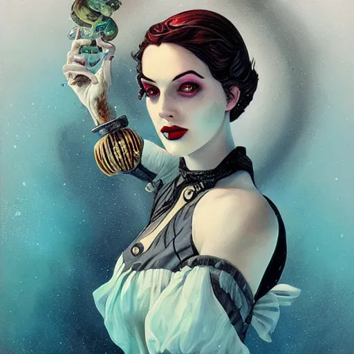 Image similar to lofi underwater victorian bioshock portrait, Pixar style, by Tristan Eaton Stanley Artgerm and Tom Bagshaw.