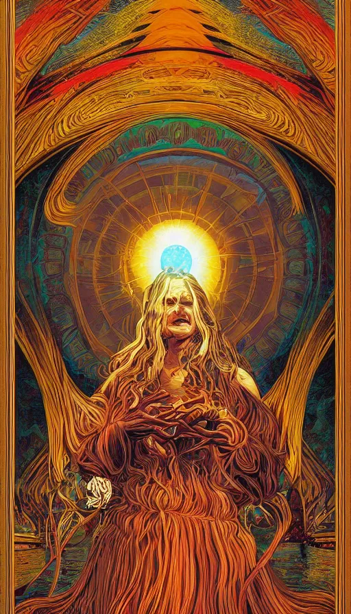 Prompt: The oracle of the ancient wisdom of dreams, italian futurism, da vinci, Dan Mumford