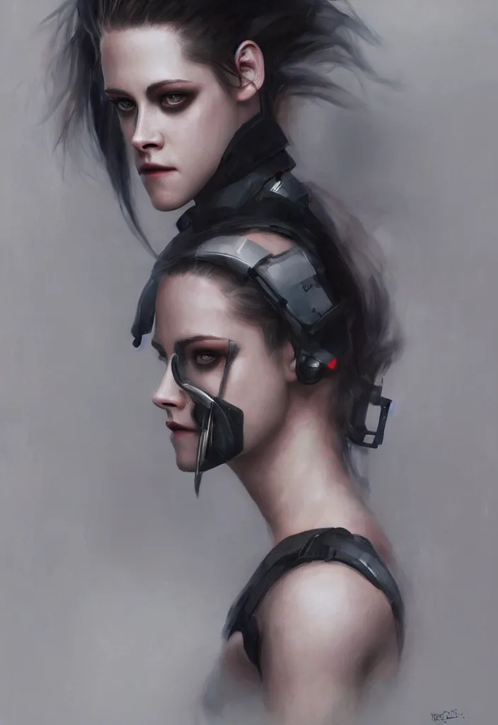 Image similar to portrait of a cyborg Kristen Stewart by Ikeuchi, by Ruan Jia and Mandy Jurgens and Artgerm, extremely beautiful and proportionate face, hyper detailled, trending on artstation