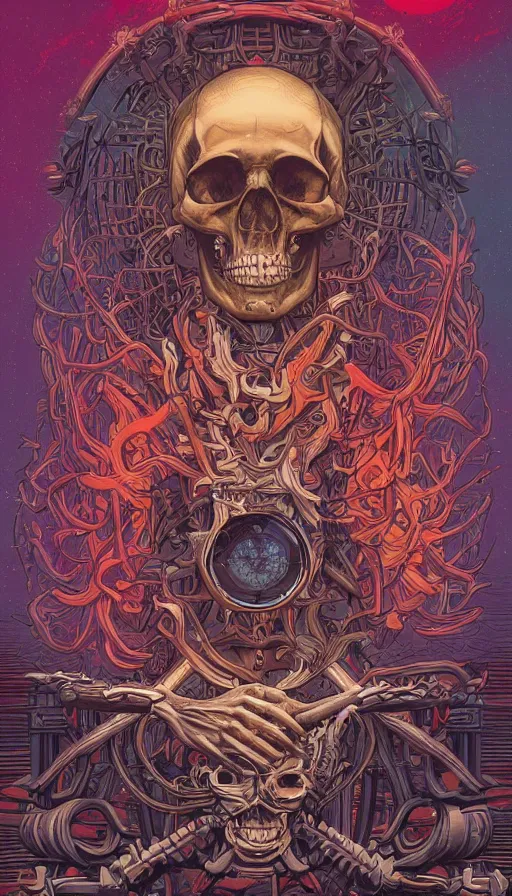 Image similar to The oracle of the skull gods, italian futurism, da vinci, Dan Mumford, Josan Gonzalez