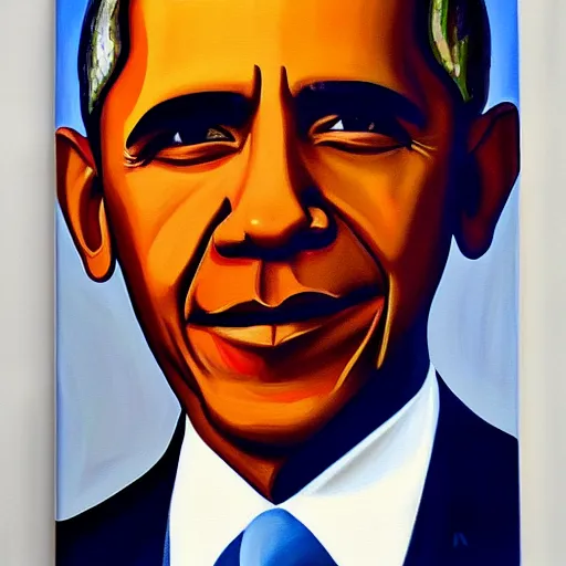 Image similar to candy pop painting of obama, oil on canvas