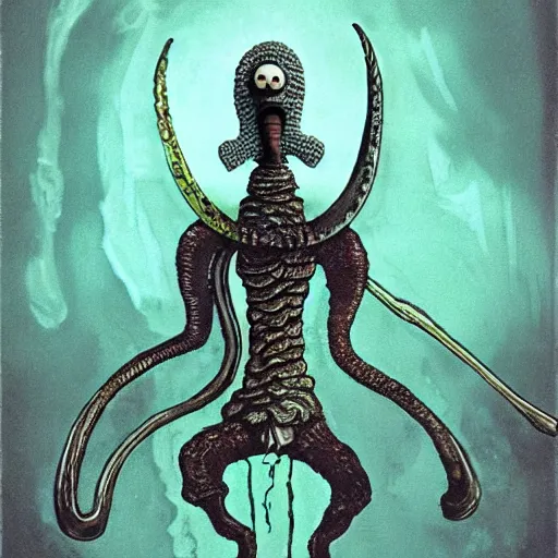 Image similar to squidward as a dark souls boss by Salvador Dalí