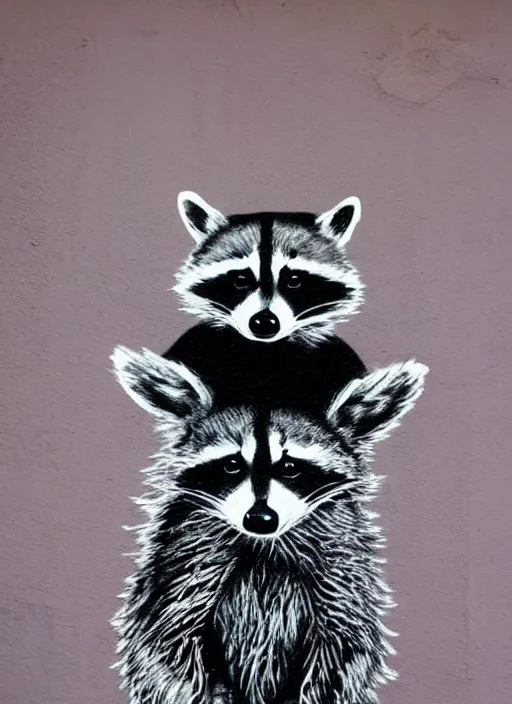 Prompt: raccoon with wings by banksy