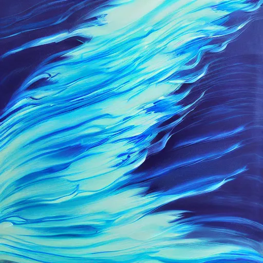 Image similar to A beautiful abstract painting of waves, blue color scheme, trending on artstation