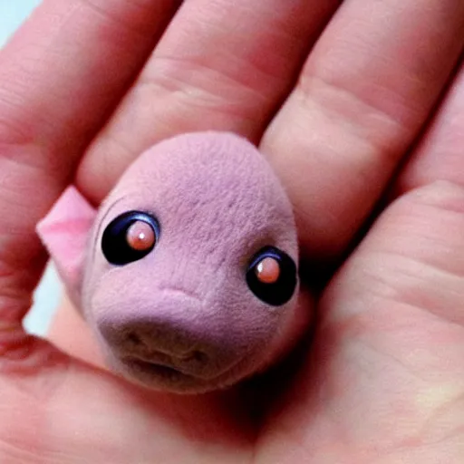 Prompt: a miniature slowpoke ( pokemon ) that fits in the palm of your hand