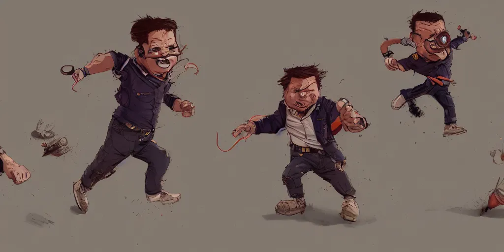 Image similar to cartoonish little tarantino running, by geert goilis, vivid colors, character sheet, fine details, concept design, contrast, kim jung gi, greg rutkowski, trending on artstation, 8 k, full body, turnaround, front view, back view, ultra wide angle