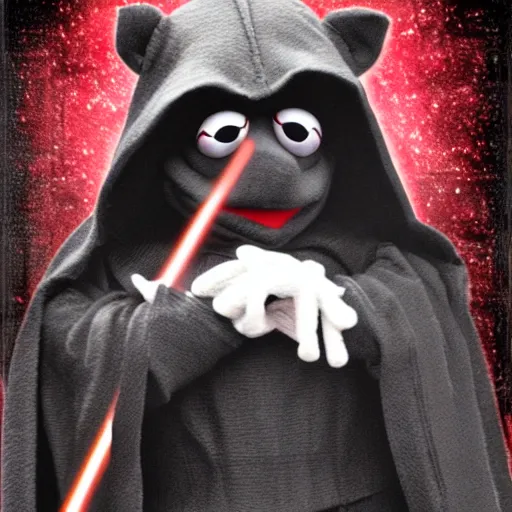 Prompt: sith lord kermit the frog