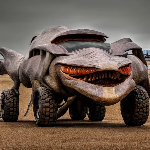 Prompt: velociraptor mongoliensis car, hdr 8 k