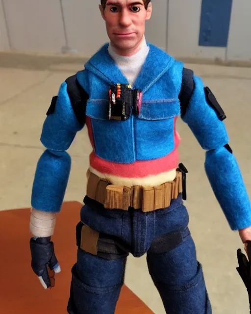 Image similar to twitch streamer adin ross as a action figure. highly detailed felt. hyper real photo. 4 k.