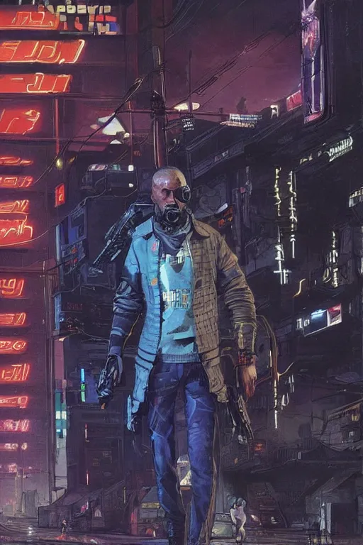 Prompt: vernon. Deadly blackops assassin. cyberpunk 2077 concept art by James Gurney and Mœbius.