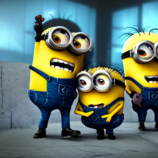 Image similar to despicable me minions playing counter strike; global offensive, game screenshot