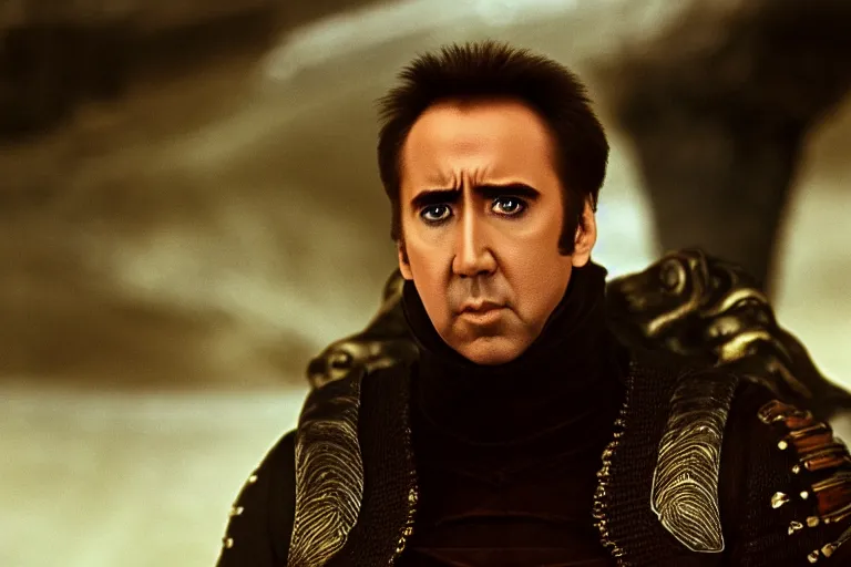 Prompt: Nicolas cage in dune high resolution still