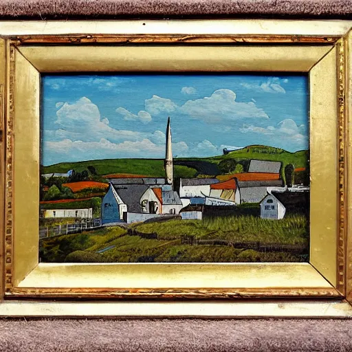 Image similar to painting of a small town in rural Ireland, by Aleksander Rostov