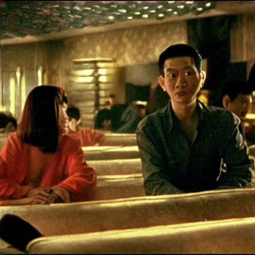 Image similar to wong kar wai lonely woman indoors movie scene