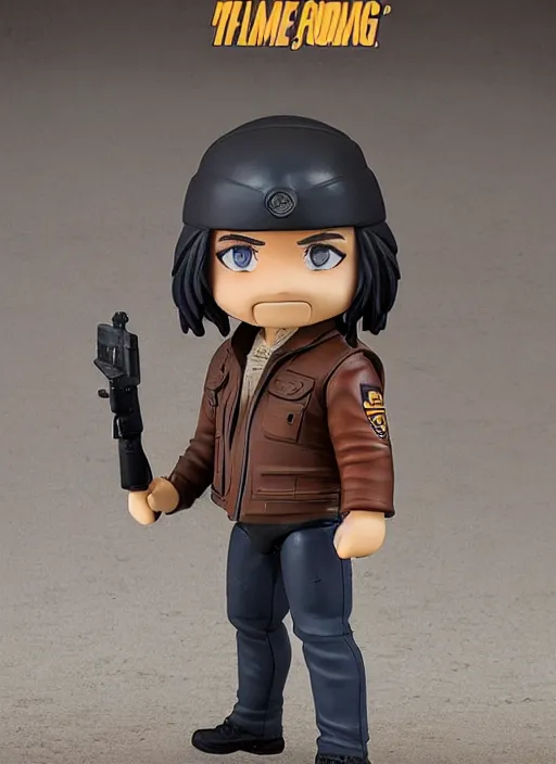 Image similar to kurt russell, a nendoroid of kurt russell figurine, arctic parka, flame thrower, john carpenters the thing, realistic face, detailed product photo