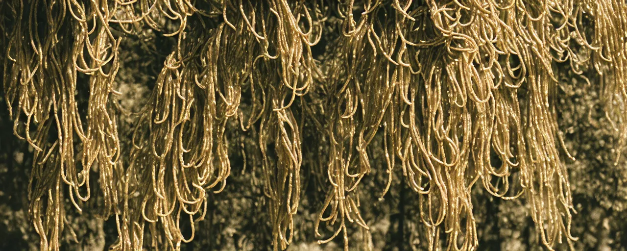 Image similar to medium shot of spaghetti growing on trees, canon 5 0 mm, cinematic lighting, photography, retro, film, kodachrome