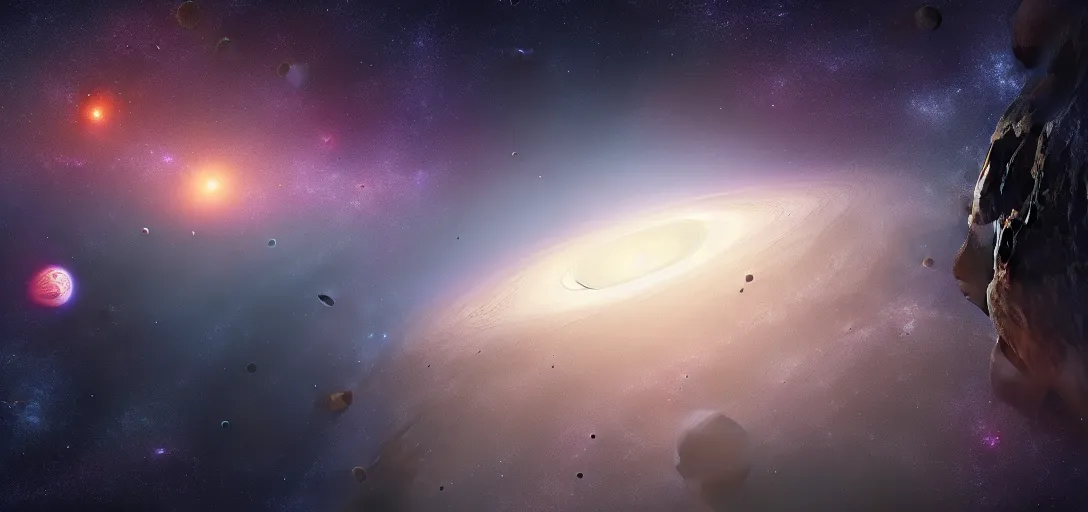 Prompt: galaxy inside, planets and asteroids realistic cinematic ,the structure of galaxy, high detail, ultra-realistic sharp focus, star sharpness, different angles,galaxy orbit system, 4k, trending on Artstation