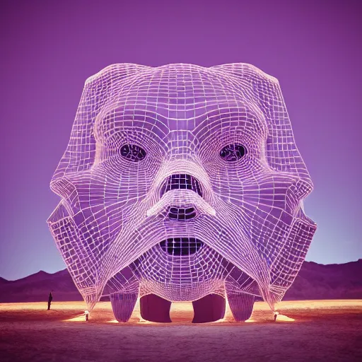 Image similar to highly detailed 3d render of burning man festival sculpture in the shape of cornflowers by Beeple