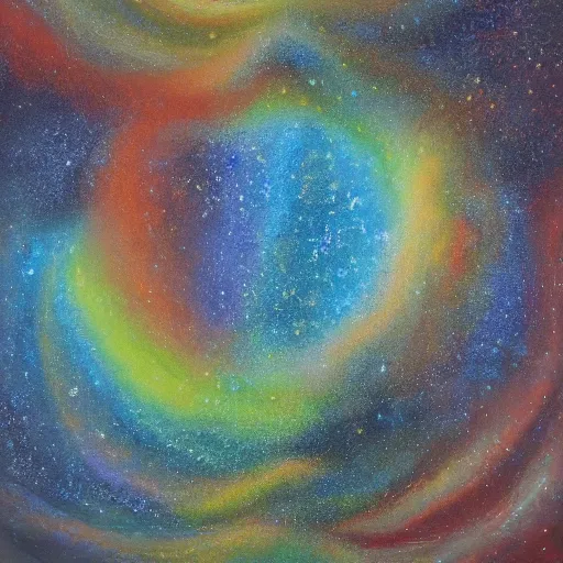 Image similar to the split seconds of what the universe would have looked like before the big bang, oil painting