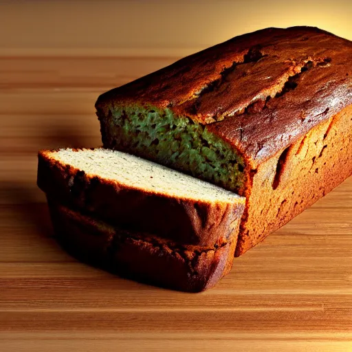 Image similar to photorealistic photograph of banana bread at work dude, photorealistic, realism, highly detailed, ultra detailed, ambient occlusion, depth of field