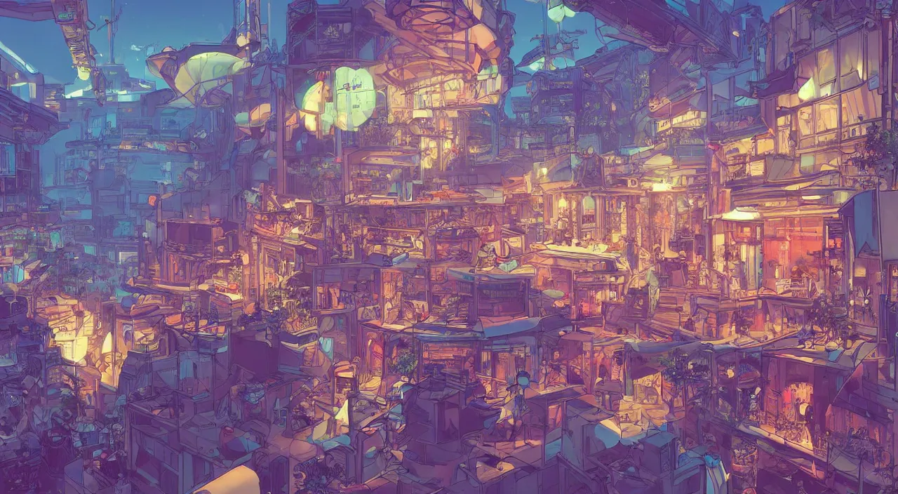 Prompt: bazaar zouk oriantal vector sky shine place mosquet painting stylized cutout digital illustration video game icon global illumination ray tracing in borderlands by victo ngai, andreas rocha, john harris and feng zhu and loish and laurie greasley