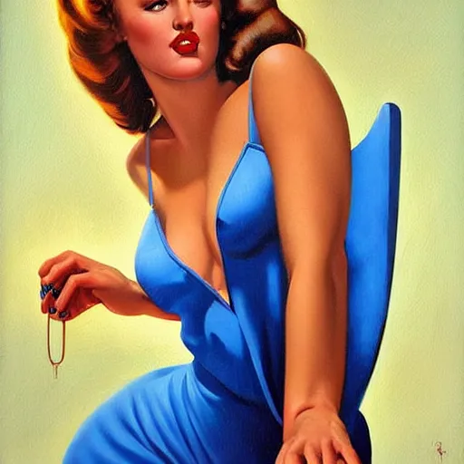 Prompt: by greg hildebrandt fancy oil painting high quality clothed in pin up style