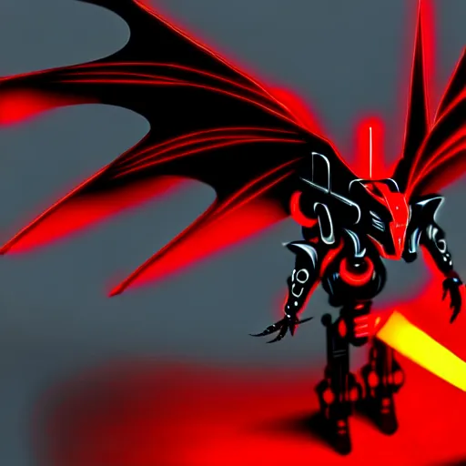 Image similar to red and black mecha winged dragonborn, sci-fi art, digital art, matte painting