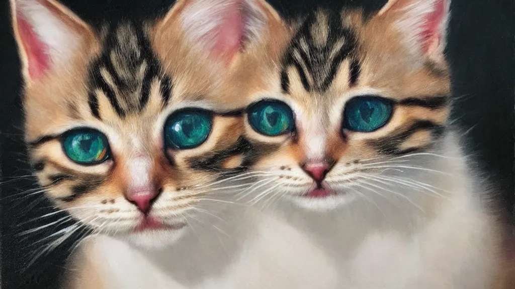 Image similar to A portrait photo of a kitten; the most beautiful photo in the world; trending on artstation; oil on canvas; correct face; correct eyes; anatomically correct; extraordinary masterpiece!!!!!!; 8k