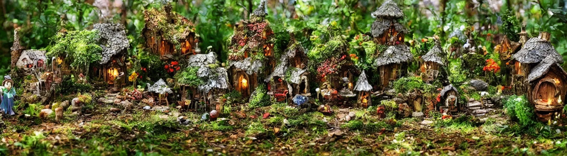 Image similar to small fairy village in the woods