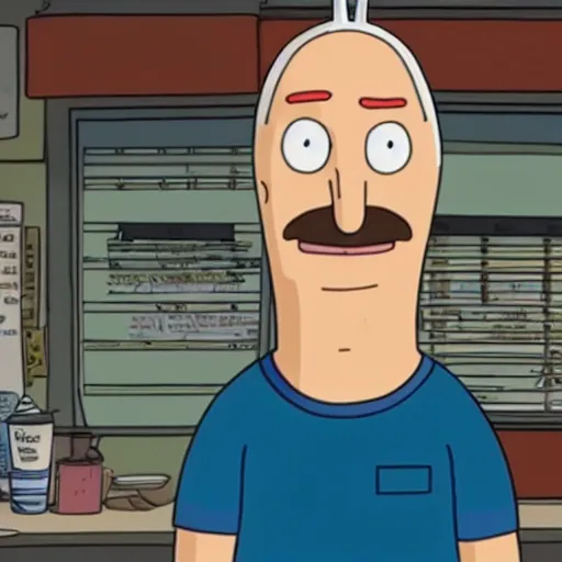 Image similar to film still of bob odenkirk dressed up as bob from bob's burgers, realistic, hyperrealistic, ultra realistic, real, real world, highly detailed, very detailed, extremely detailed, intricate details, 8 k resolution, hd quality