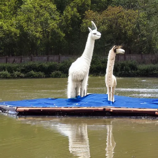 Image similar to a llama on a raft