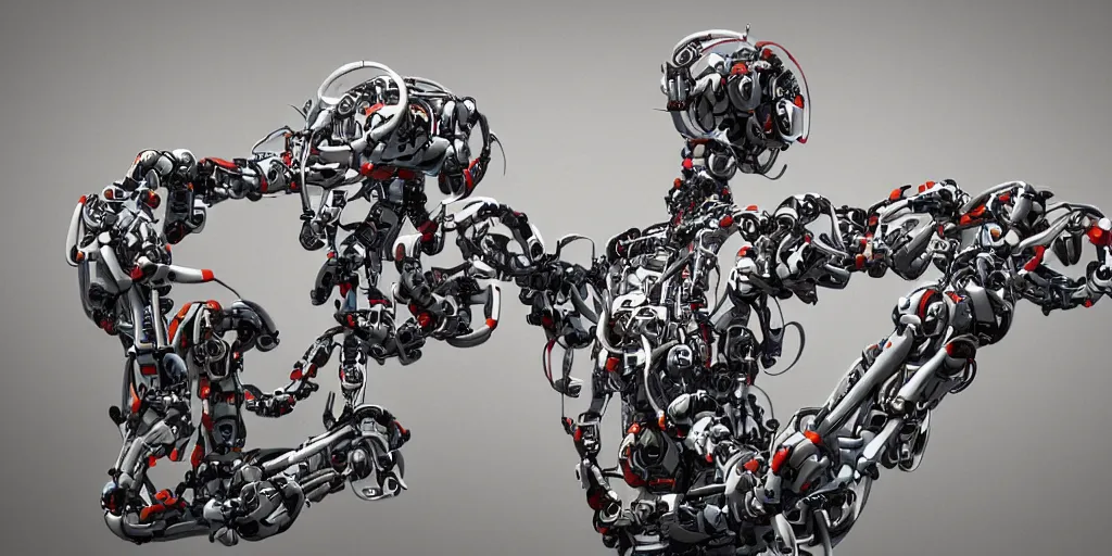 Image similar to a robot with many arms creating artwork