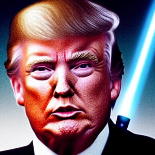 Image similar to A film still of Donald Trump a as Jedi king realistic,detailed