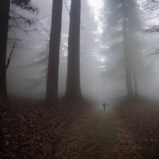 Prompt: found footage of a mysterious creature in the woods, atmospheric fog