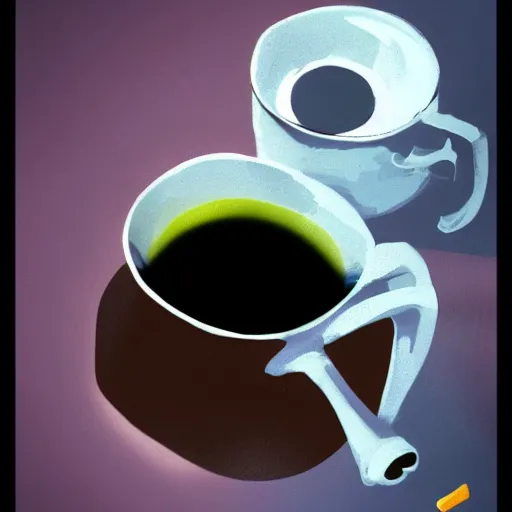 Image similar to photo of glados ( from portal ) drinking tea, realistic, sharp focus