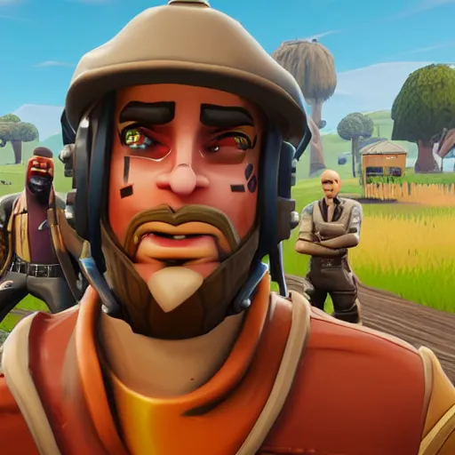 Image similar to old charismatic mechanic face, Fortnite style