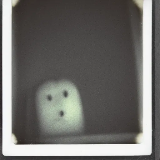 Prompt: a polaroid picture of a creepy face in the corner of a dark room,