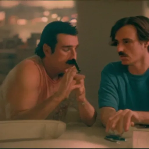 Prompt: Mario smoking a joint in an A24 film aesthetic